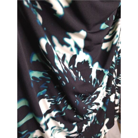 WORTHINGTON Stretch Drape Neck Sexy Blue/Green/Black/White Floral Top XL - Picture 6 of 8